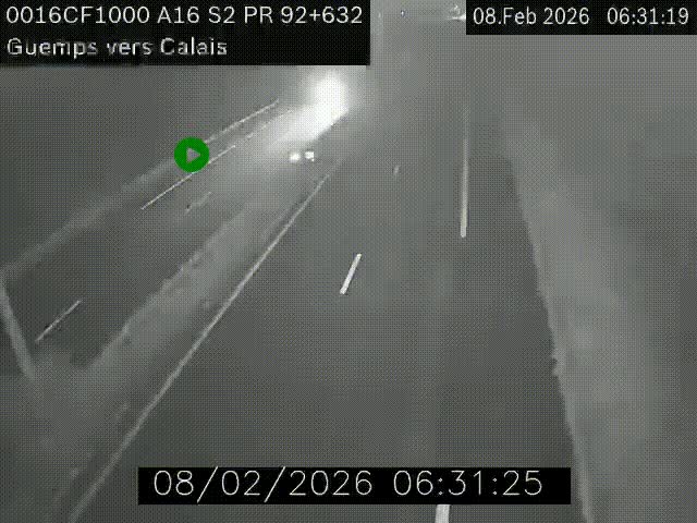 <h2>Webcam A16 juste après l'aire de repos d'Offekerque à Guemps. Vue orientée vers Calais</h2>