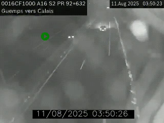 <h2>Webcam A16 juste après l'aire de repos d'Offekerque à Guemps. Vue orientée vers Calais</h2>