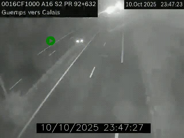 <h2>Webcam A16 juste après l'aire de repos d'Offekerque à Guemps. Vue orientée vers Calais</h2>
