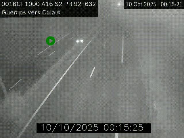 <h2>Webcam A16 juste après l'aire de repos d'Offekerque à Guemps. Vue orientée vers Calais</h2>