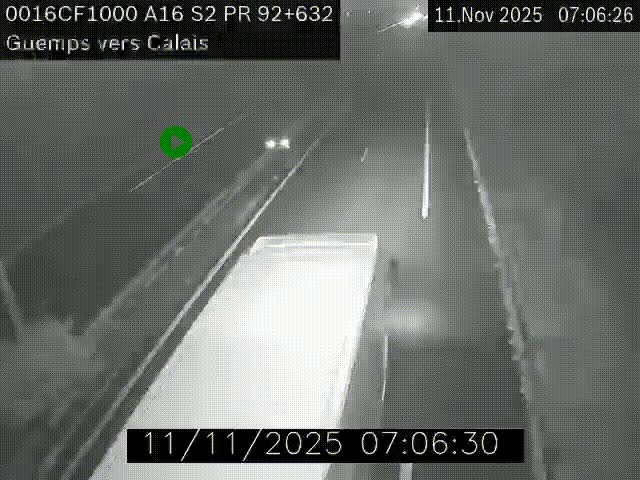 <h2>Webcam A16 juste après l'aire de repos d'Offekerque à Guemps. Vue orientée vers Calais</h2>