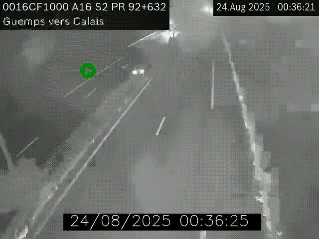 <h2>Webcam A16 juste après l'aire de repos d'Offekerque à Guemps. Vue orientée vers Calais</h2>