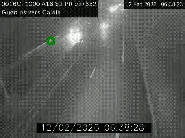 <h2>Webcam A16 juste après l'aire de repos d'Offekerque à Guemps. Vue orientée vers Calais</h2>