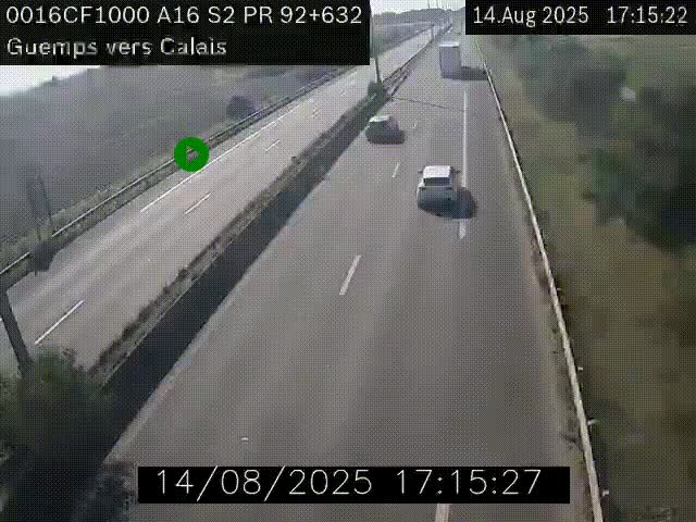 <h2>Webcam A16 juste après l'aire de repos d'Offekerque à Guemps. Vue orientée vers Calais</h2>