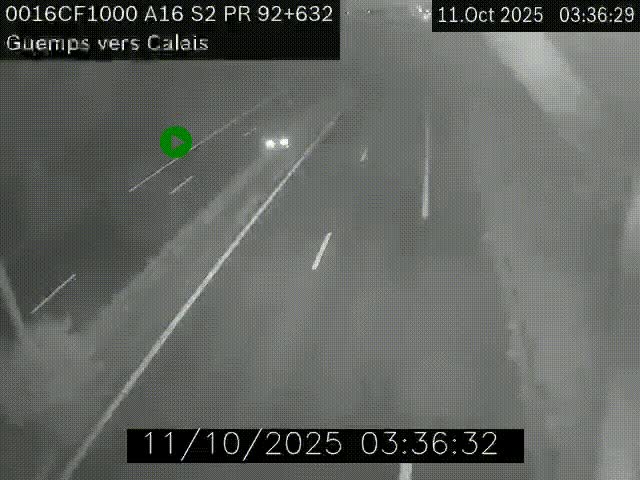 <h2>Webcam A16 juste après l'aire de repos d'Offekerque à Guemps. Vue orientée vers Calais</h2>