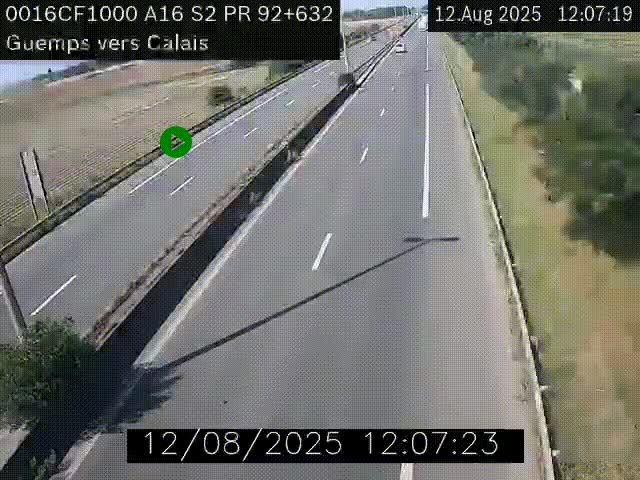 <h2>Webcam A16 juste après l'aire de repos d'Offekerque à Guemps. Vue orientée vers Calais</h2>