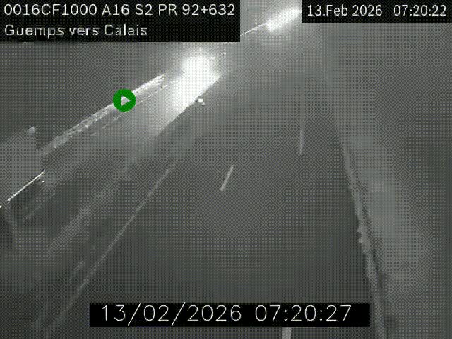 <h2>Webcam A16 juste après l'aire de repos d'Offekerque à Guemps. Vue orientée vers Calais</h2>