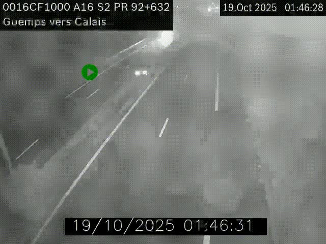 <h2>Webcam A16 juste après l'aire de repos d'Offekerque à Guemps. Vue orientée vers Calais</h2>