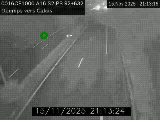 <h2>Webcam A16 juste après l'aire de repos d'Offekerque à Guemps. Vue orientée vers Calais</h2>