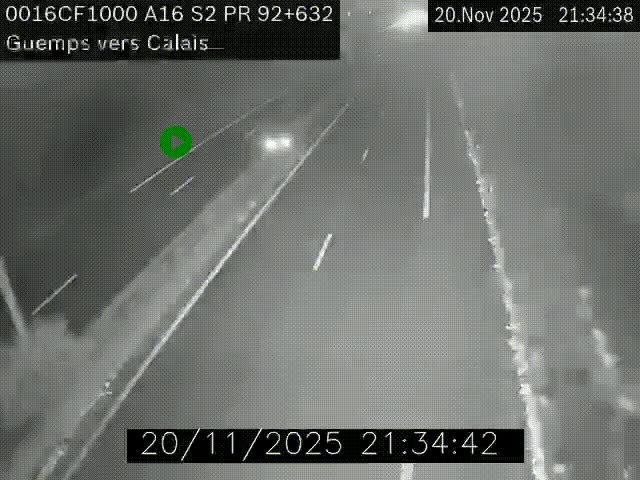 <h2>Webcam A16 juste après l'aire de repos d'Offekerque à Guemps. Vue orientée vers Calais</h2>