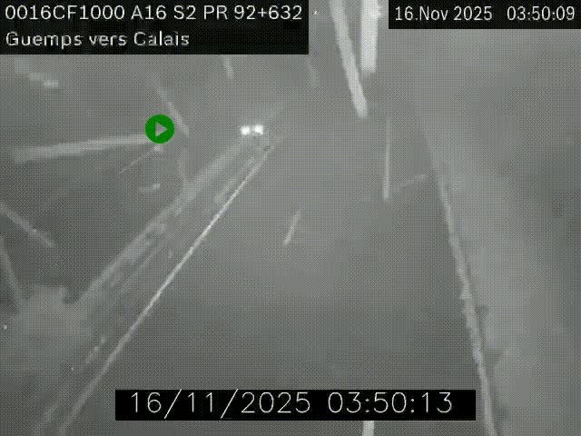 <h2>Webcam A16 juste après l'aire de repos d'Offekerque à Guemps. Vue orientée vers Calais</h2>
