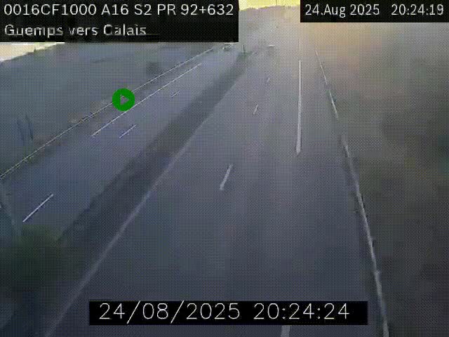 <h2>Webcam A16 juste après l'aire de repos d'Offekerque à Guemps. Vue orientée vers Calais</h2>