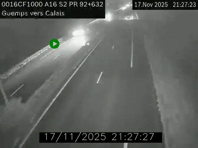 <h2>Webcam A16 juste après l'aire de repos d'Offekerque à Guemps. Vue orientée vers Calais</h2>