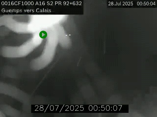 <h2>Webcam A16 juste après l'aire de repos d'Offekerque à Guemps. Vue orientée vers Calais</h2>