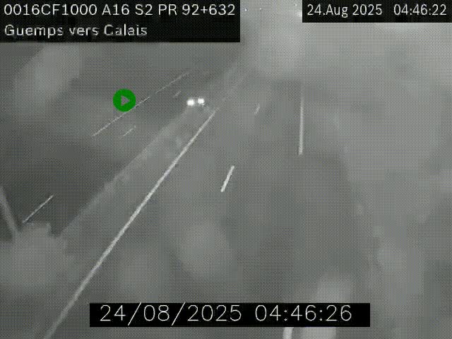<h2>Webcam A16 juste après l'aire de repos d'Offekerque à Guemps. Vue orientée vers Calais</h2>