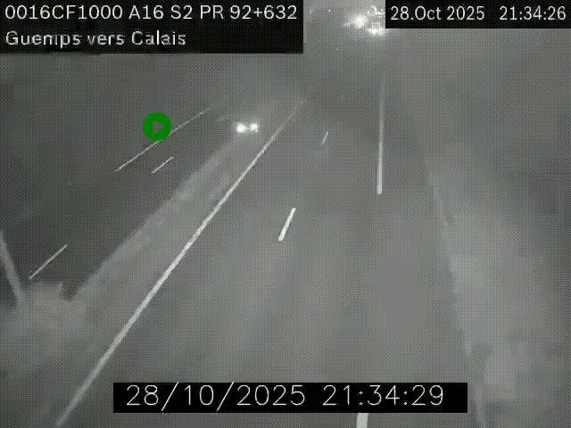 <h2>Webcam A16 juste après l'aire de repos d'Offekerque à Guemps. Vue orientée vers Calais</h2>