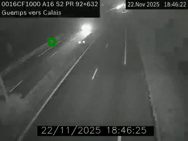 <h2>Webcam A16 juste après l'aire de repos d'Offekerque à Guemps. Vue orientée vers Calais</h2>