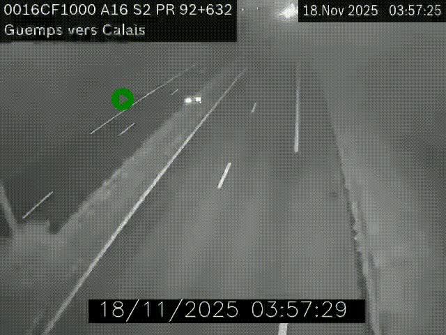 <h2>Webcam A16 juste après l'aire de repos d'Offekerque à Guemps. Vue orientée vers Calais</h2>