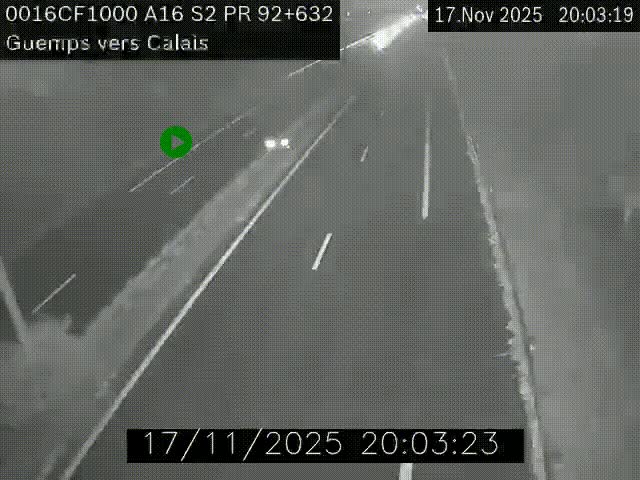 <h2>Webcam A16 juste après l'aire de repos d'Offekerque à Guemps. Vue orientée vers Calais</h2>