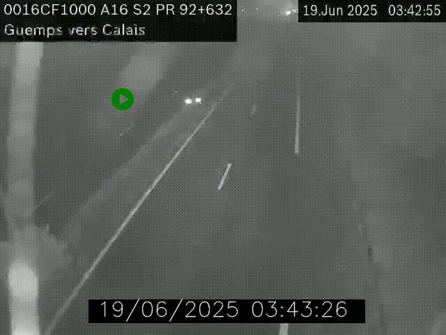 <h2>Webcam A16 juste après l'aire de repos d'Offekerque à Guemps. Vue orientée vers Calais</h2>