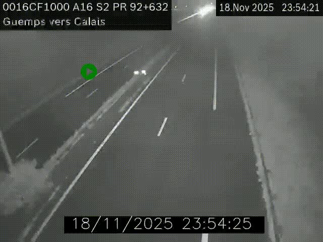 <h2>Webcam A16 juste après l'aire de repos d'Offekerque à Guemps. Vue orientée vers Calais</h2>