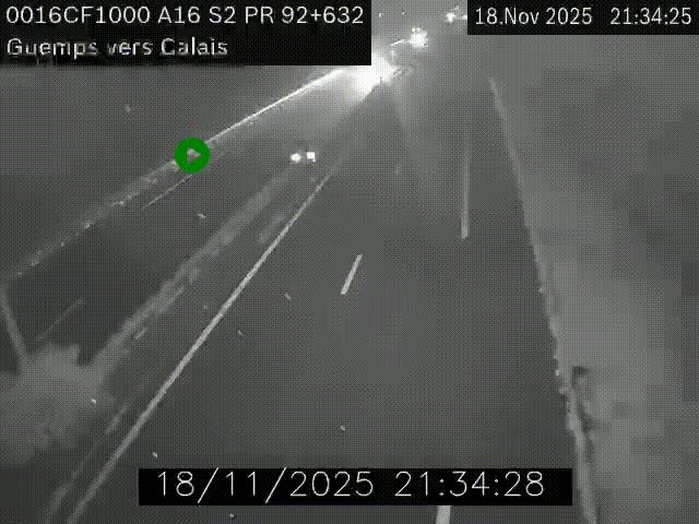 <h2>Webcam A16 juste après l'aire de repos d'Offekerque à Guemps. Vue orientée vers Calais</h2>