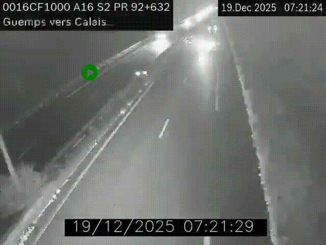 <h2>Webcam A16 juste après l'aire de repos d'Offekerque à Guemps. Vue orientée vers Calais</h2>