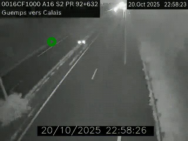 <h2>Webcam A16 juste après l'aire de repos d'Offekerque à Guemps. Vue orientée vers Calais</h2>