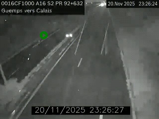 <h2>Webcam A16 juste après l'aire de repos d'Offekerque à Guemps. Vue orientée vers Calais</h2>