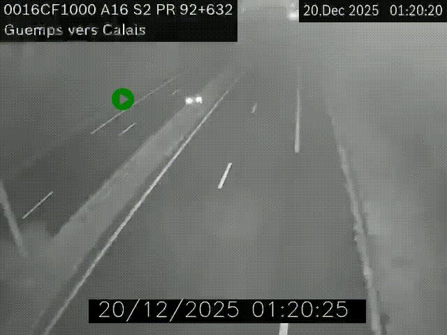 <h2>Webcam A16 juste après l'aire de repos d'Offekerque à Guemps. Vue orientée vers Calais</h2>