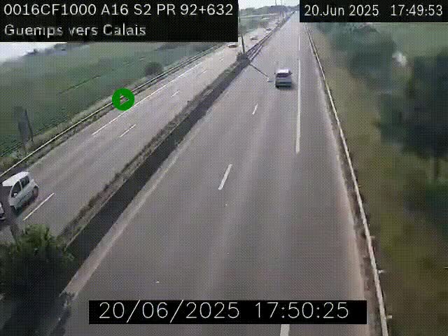 <h2>Webcam A16 juste après l'aire de repos d'Offekerque à Guemps. Vue orientée vers Calais</h2>