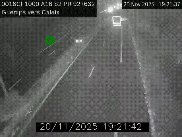 <h2>Webcam A16 juste après l'aire de repos d'Offekerque à Guemps. Vue orientée vers Calais</h2>