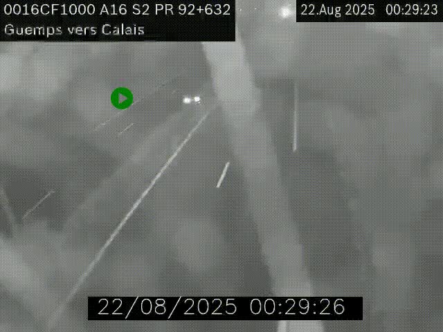 <h2>Webcam A16 juste après l'aire de repos d'Offekerque à Guemps. Vue orientée vers Calais</h2>