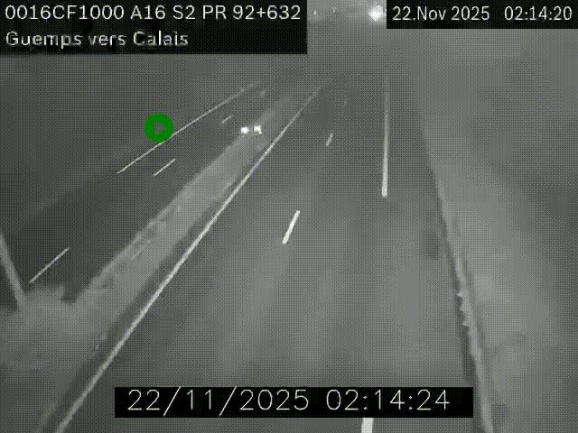 <h2>Webcam A16 juste après l'aire de repos d'Offekerque à Guemps. Vue orientée vers Calais</h2>