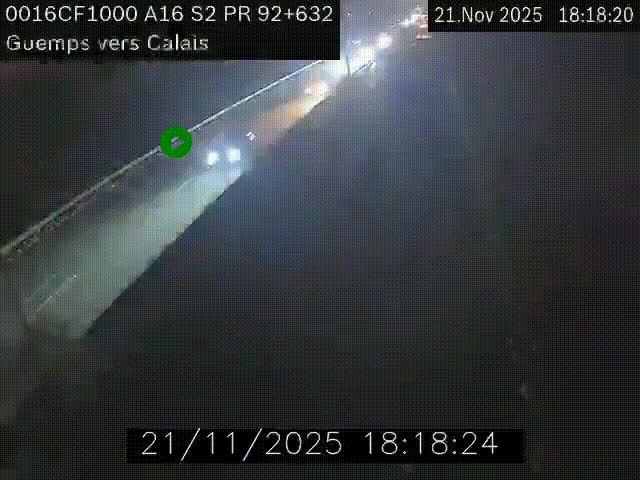 <h2>Webcam A16 juste après l'aire de repos d'Offekerque à Guemps. Vue orientée vers Calais</h2>
