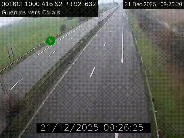 <h2>Webcam A16 juste après l'aire de repos d'Offekerque à Guemps. Vue orientée vers Calais</h2>