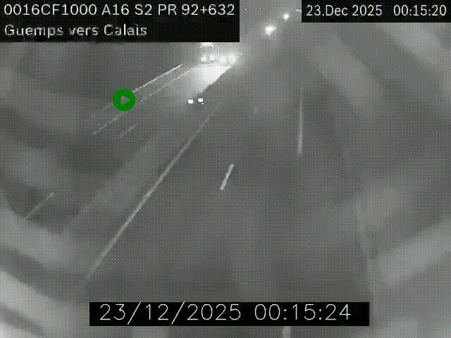 <h2>Webcam A16 juste après l'aire de repos d'Offekerque à Guemps. Vue orientée vers Calais</h2>