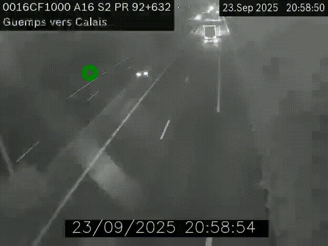 <h2>Webcam A16 juste après l'aire de repos d'Offekerque à Guemps. Vue orientée vers Calais</h2>