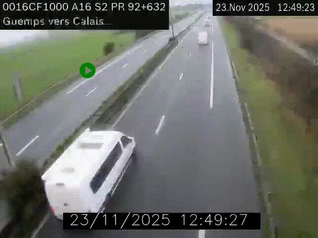 <h2>Webcam A16 juste après l'aire de repos d'Offekerque à Guemps. Vue orientée vers Calais</h2>