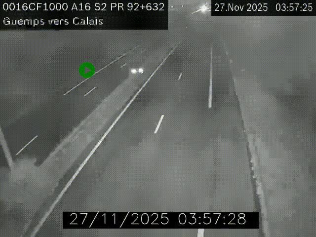 <h2>Webcam A16 juste après l'aire de repos d'Offekerque à Guemps. Vue orientée vers Calais</h2>