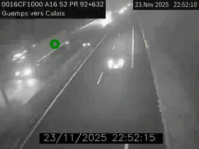 <h2>Webcam A16 juste après l'aire de repos d'Offekerque à Guemps. Vue orientée vers Calais</h2>