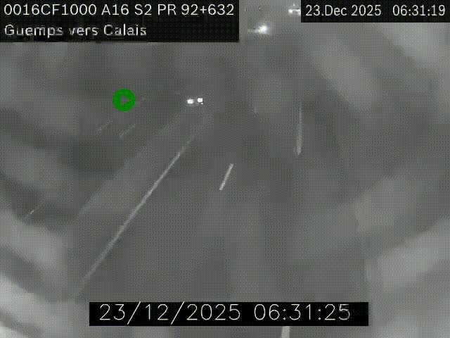 <h2>Webcam A16 juste après l'aire de repos d'Offekerque à Guemps. Vue orientée vers Calais</h2>