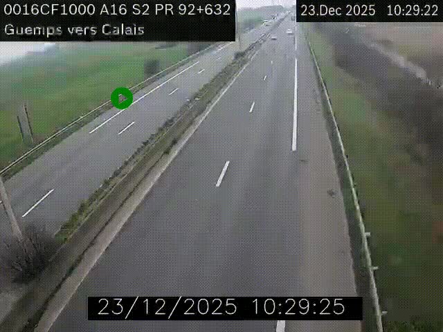 <h2>Webcam A16 juste après l'aire de repos d'Offekerque à Guemps. Vue orientée vers Calais</h2>