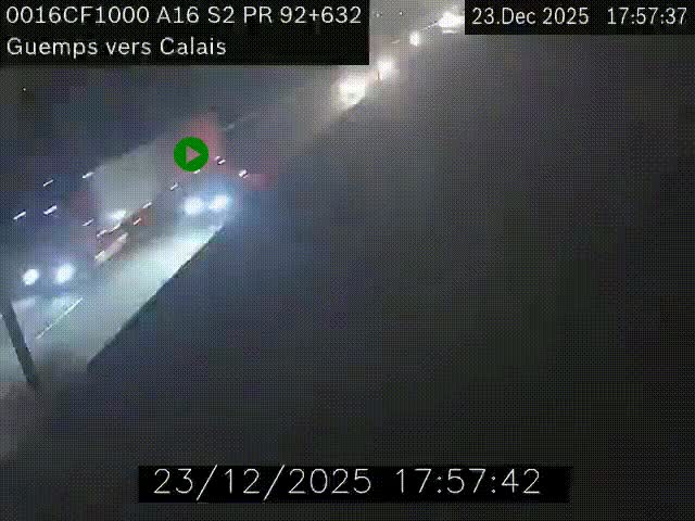 <h2>Webcam A16 juste après l'aire de repos d'Offekerque à Guemps. Vue orientée vers Calais</h2>