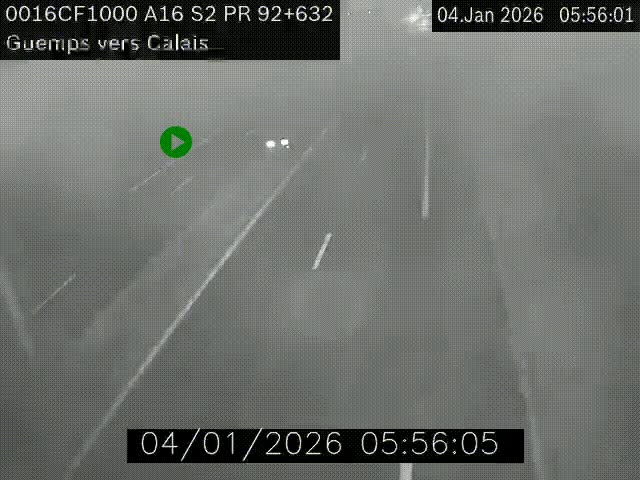 <h2>Webcam A16 juste après l'aire de repos d'Offekerque à Guemps. Vue orientée vers Calais</h2>