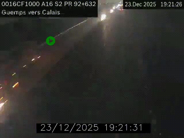 <h2>Webcam A16 juste après l'aire de repos d'Offekerque à Guemps. Vue orientée vers Calais</h2>