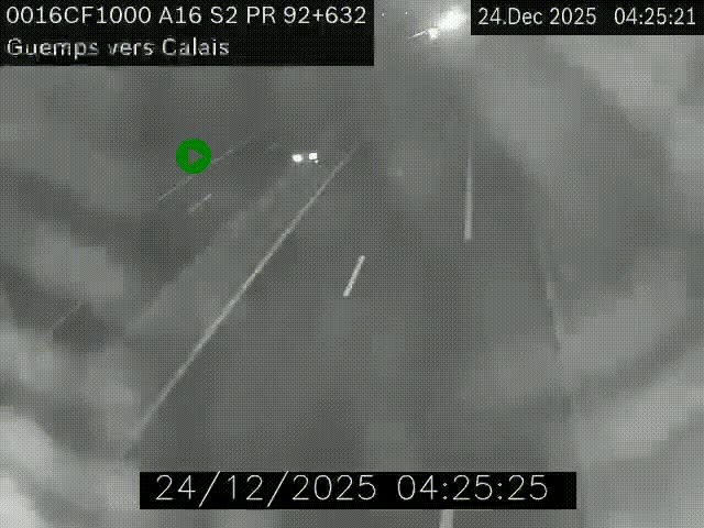 <h2>Webcam A16 juste après l'aire de repos d'Offekerque à Guemps. Vue orientée vers Calais</h2>