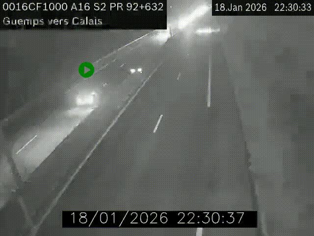 <h2>Webcam A16 juste après l'aire de repos d'Offekerque à Guemps. Vue orientée vers Calais</h2>