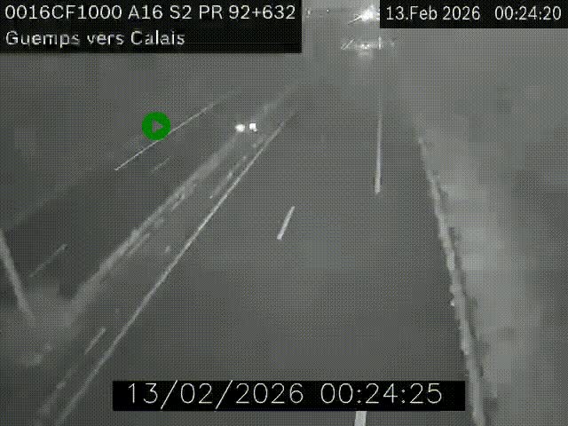 <h2>Webcam A16 juste après l'aire de repos d'Offekerque à Guemps. Vue orientée vers Calais</h2>
