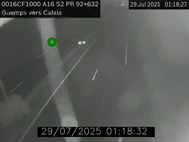 <h2>Webcam A16 juste après l'aire de repos d'Offekerque à Guemps. Vue orientée vers Calais</h2>